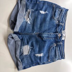 Wax Jean Blue Distressed Jean Shorts